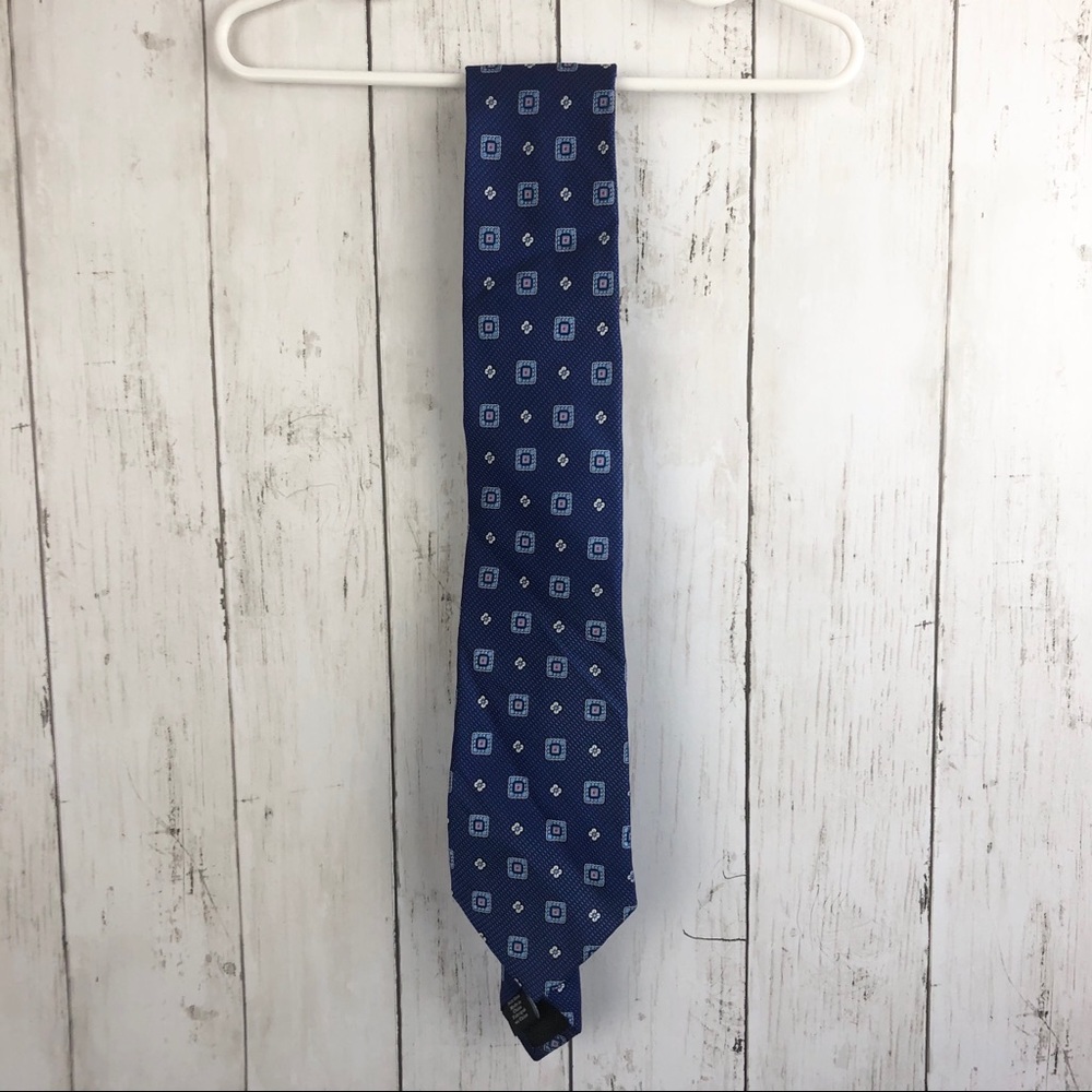 Nordstrom Royal Blue Square Flower Tie 100% Silk